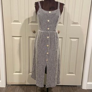 Black and White Striped Midi Dress, Size M